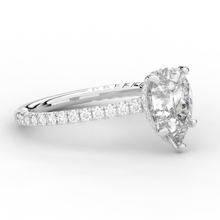 2.50CT.TW PEAR LAB DIAMOND UNDERHALO SOLITAIRE ENGAGEMENT RING - Nazarelle