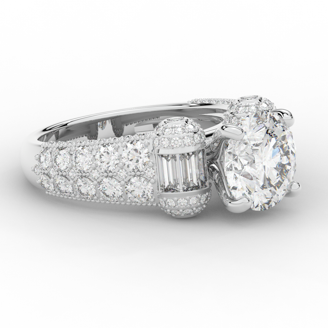 4.75CT.TW ROUND LAB DIAMOND ENGAGEMENT RING - Nazarelle