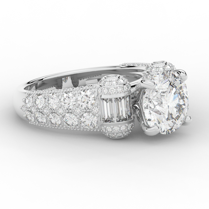 4.75CT.TW ROUND LAB DIAMOND ENGAGEMENT RING - Nazarelle
