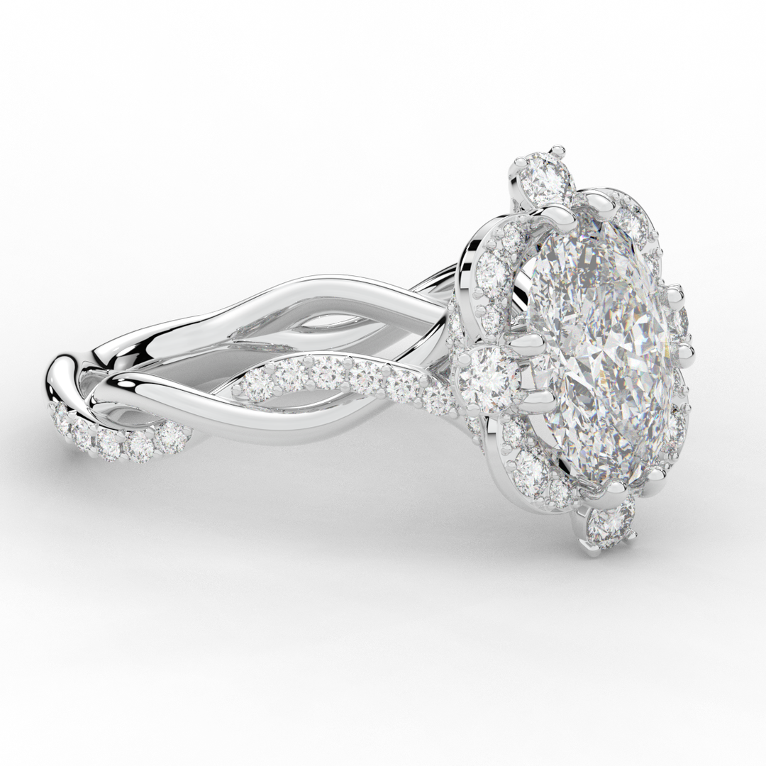 2.70CT.TW OVAL LAB DIAMOND HALO ENGAGEMENT RING - Nazarelle
