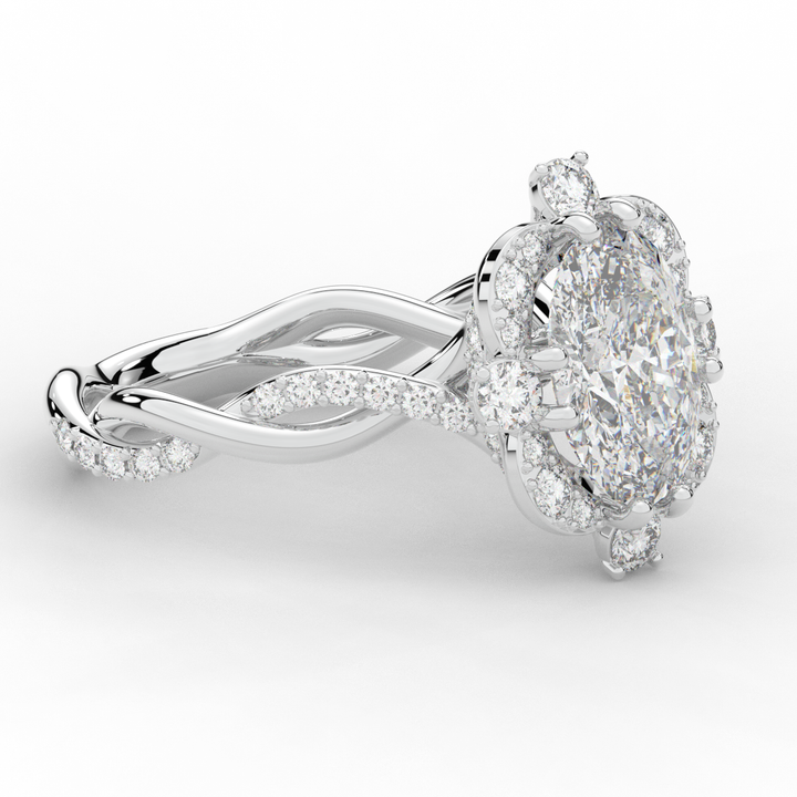 2.70CT.TW OVAL LAB DIAMOND HALO ENGAGEMENT RING - Nazarelle