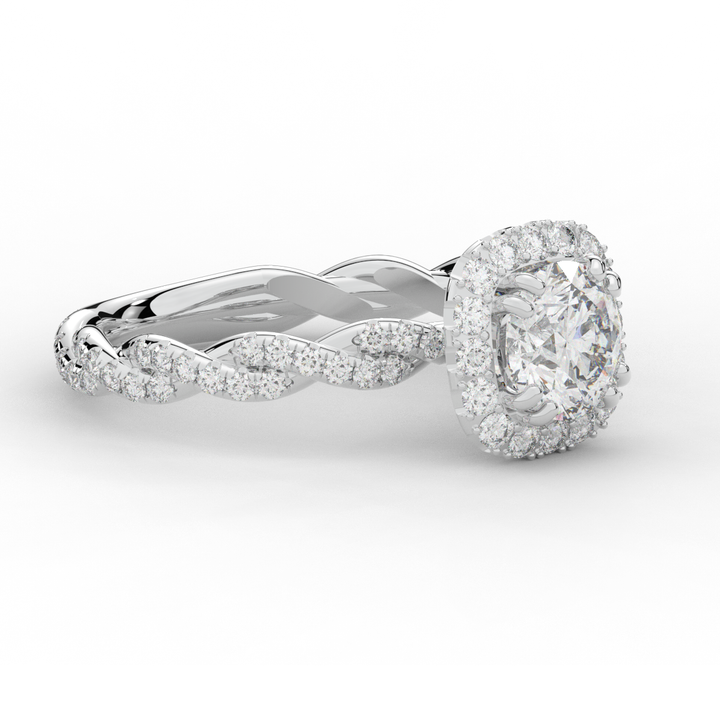 1.55CT.TW ROUND LAB DIAMOND HALO TWIST ENGAGEMENT RING - Nazarelle
