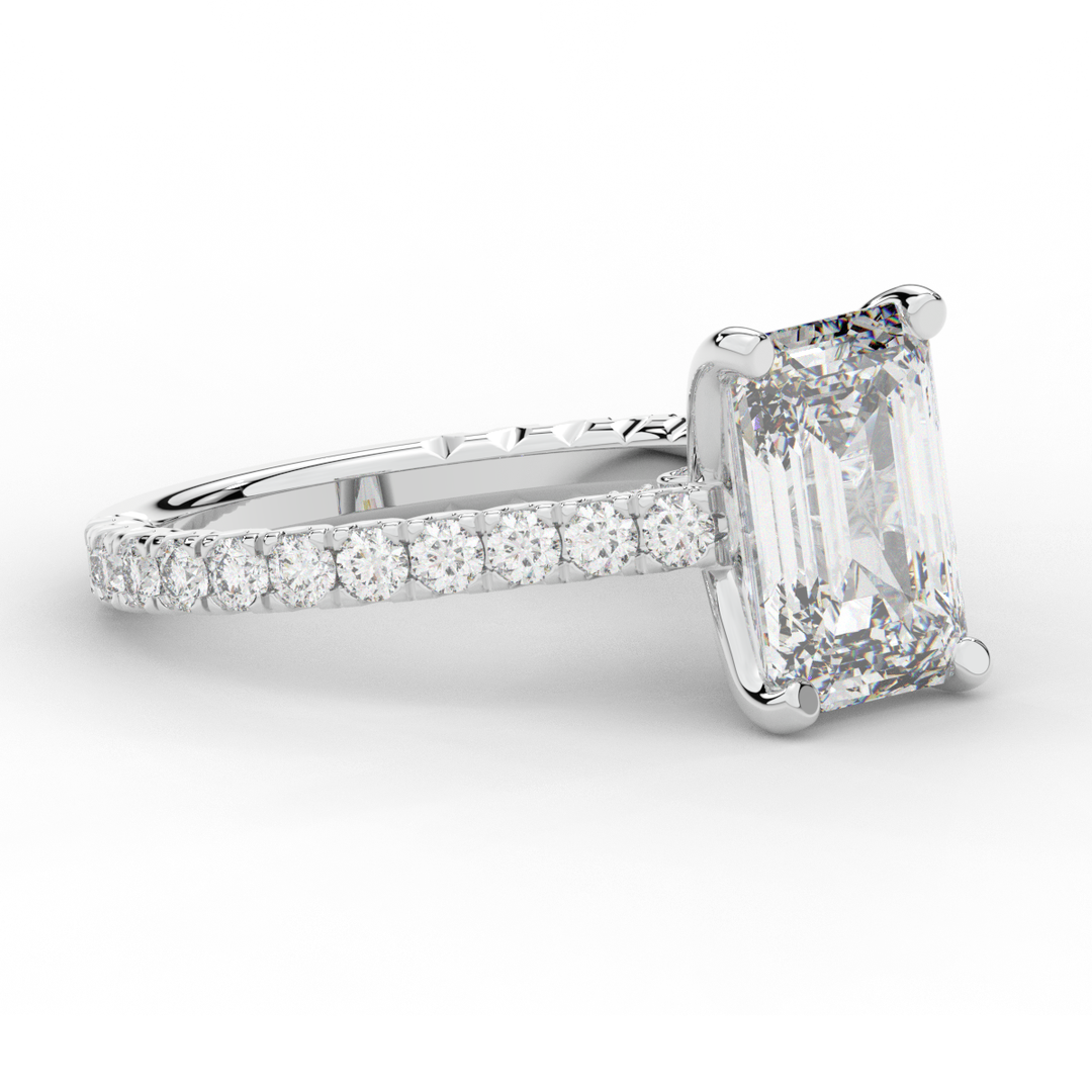 4.25CT.TW EMERALD CUT LAB DIAMOND SOLITAIRE ENGAGEMENT RING - Nazarelle
