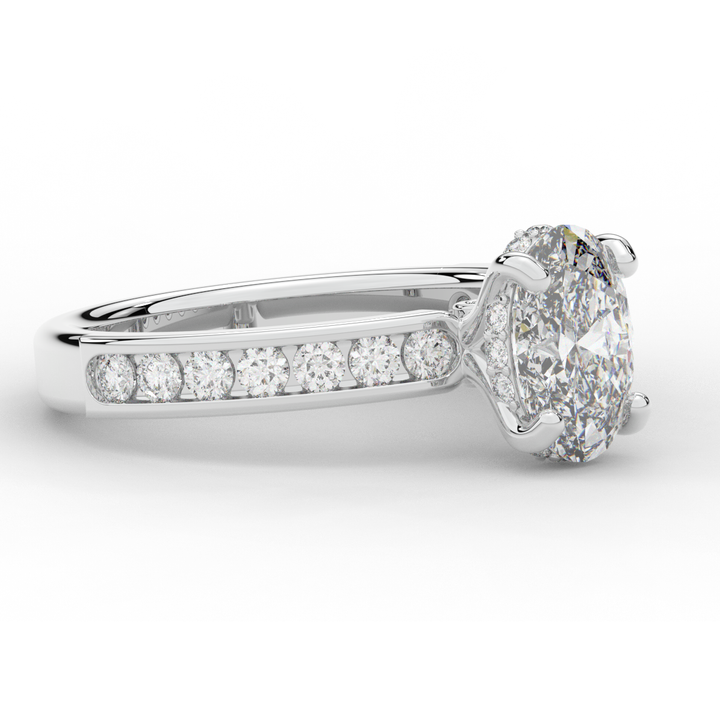1.95CT.TW OVAL LAB DIAMOND UNDERHALO ENGAGEMENT RING - Nazarelle