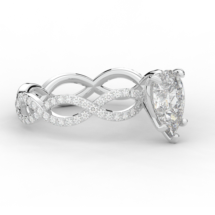 1.30CT.TW PEAR LAB DIAMOND TWIST BAND ENGAGEMENT RING - Nazarelle