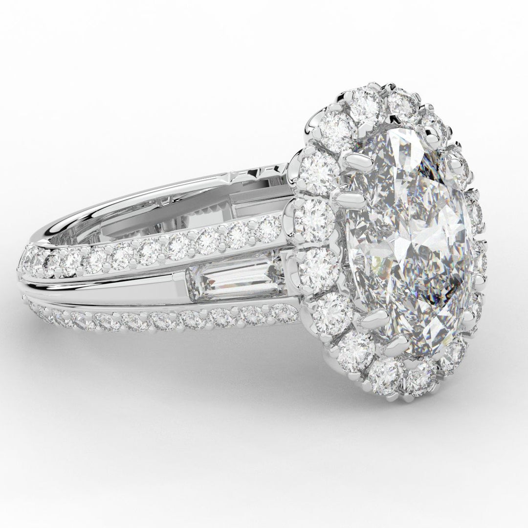 5.75CT.TW OVAL LAB DIAMOND HALO ENGAGEMENT RING - Nazarelle