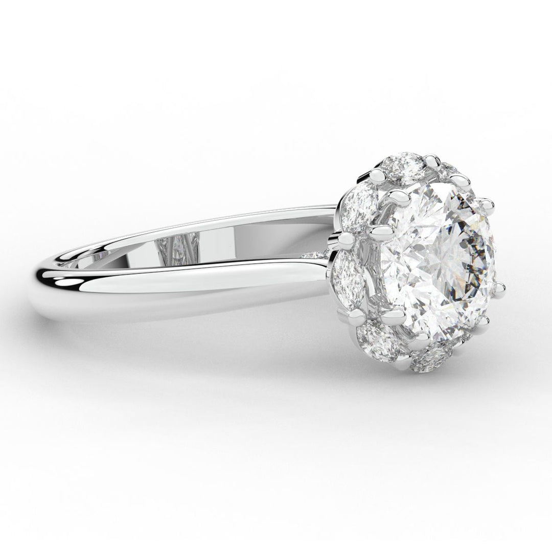 2.40CT.TW ROUND LAB DIAMOND HALO ENGAGEMENT RING - Nazarelle