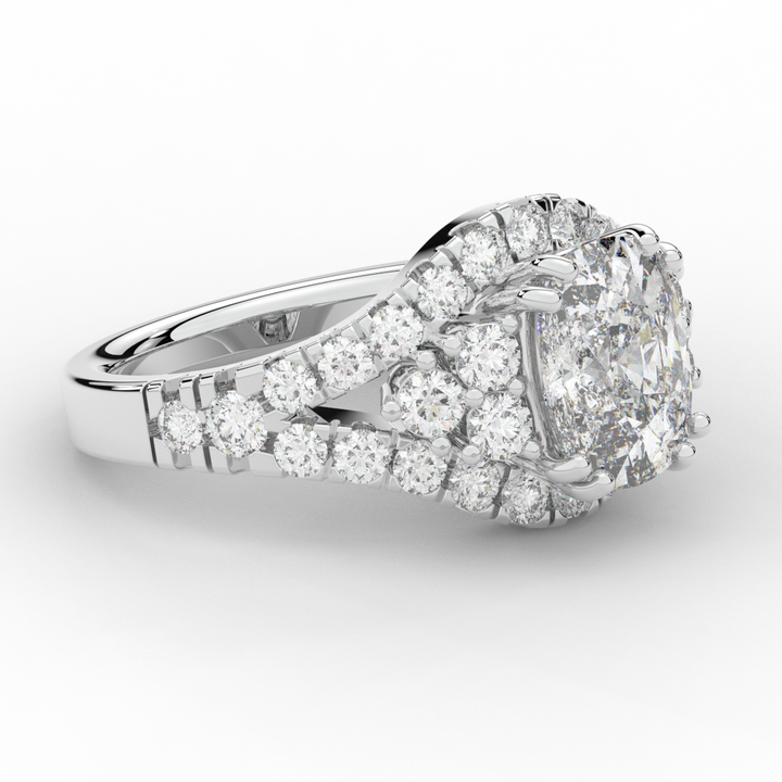 3.10CT.TW CUSHION LAB DIAMOND HALO ENGAGEMENT RING - Nazarelle