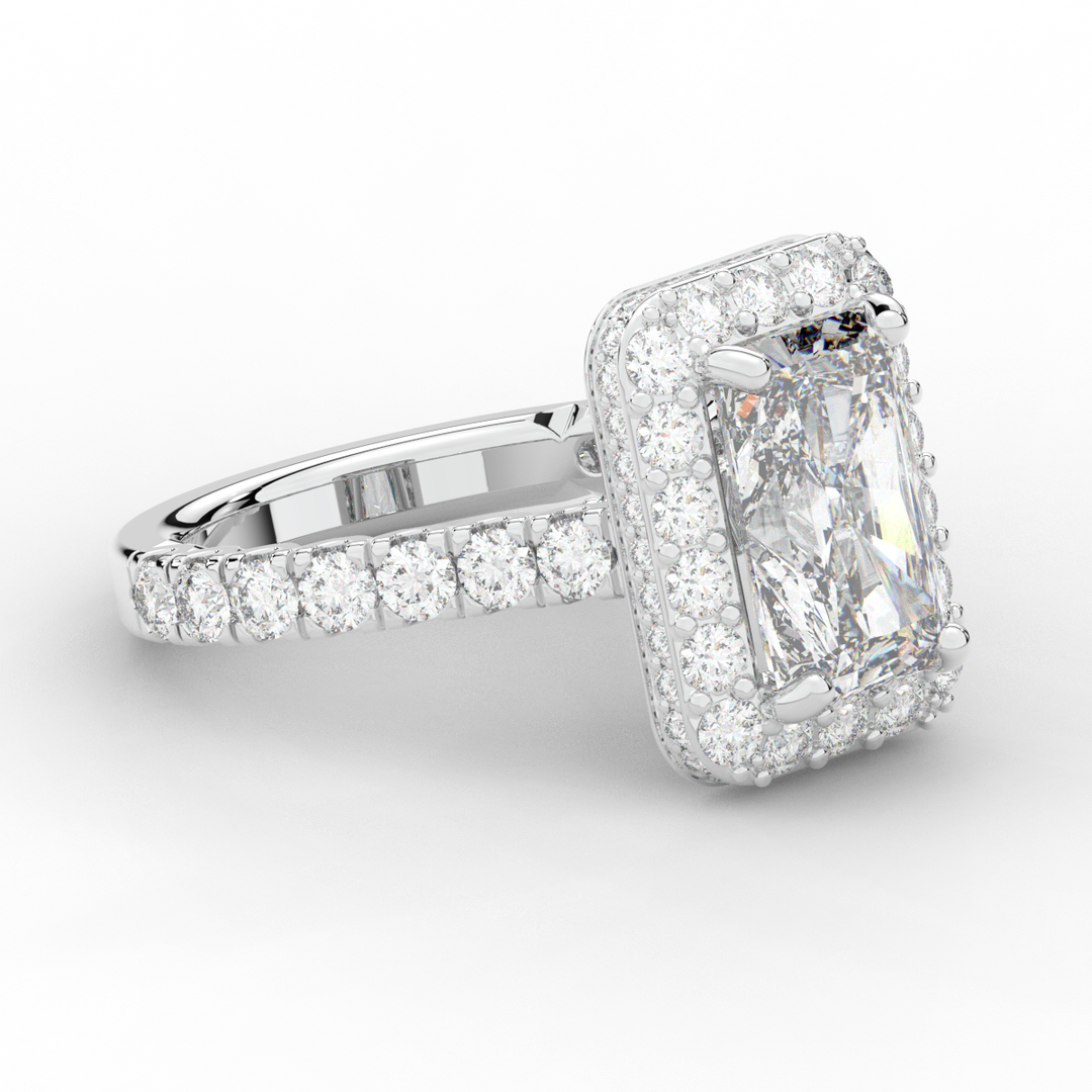 4.50CT.TW RADIANT LAB DIAMOND HALO ENGAGEMENT RING - Nazarelle