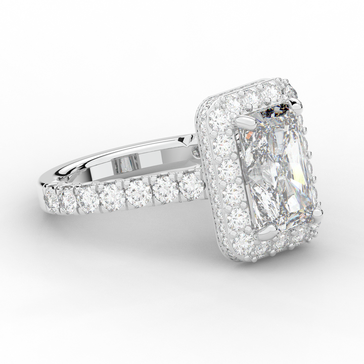 4.50CT.TW RADIANT LAB DIAMOND HALO ENGAGEMENT RING - Nazarelle