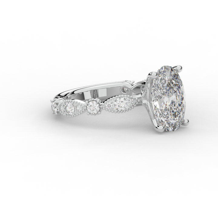 3.50CT.TW OVAL LAB DIAMOND SOLITAIRE ENGAGEMENT RING - Nazarelle