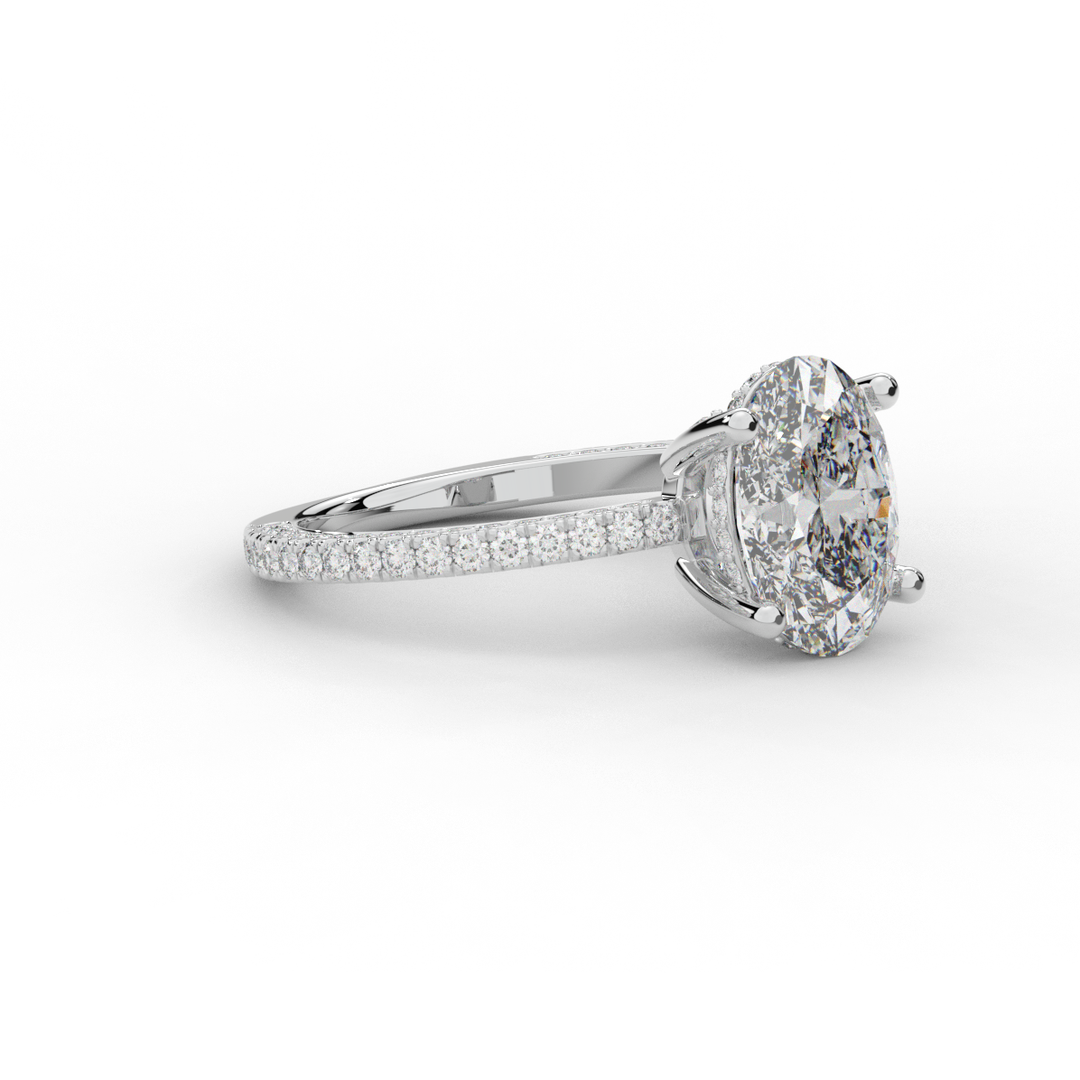 3.15CT.TW OVAL LAB DIAMOND SOLITAIRE ENGAGEMENT RING - Nazarelle