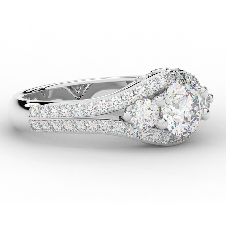 1.90CT.TW ROUND LAB DIAMOND THREE STONE ENGAGEMENT RING - Nazarelle