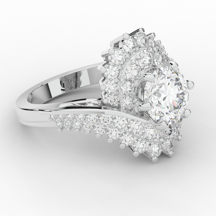 3.35CT.TW ROUND LAB DIAMOND BYPASS HALO ENGAGEMENT RING - Nazarelle