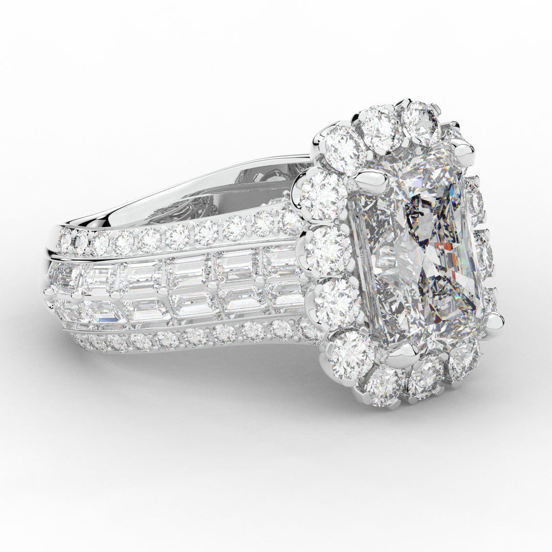 8.00CT.TW RADIANT LAB DIAMOND HALO ENGAGEMENT RING - Nazarelle