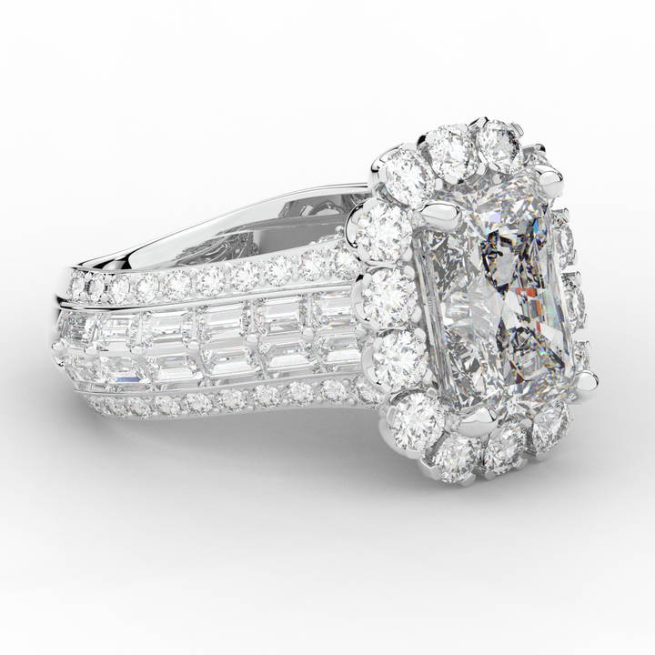 8.00CT.TW RADIANT LAB DIAMOND HALO ENGAGEMENT RING - Nazarelle