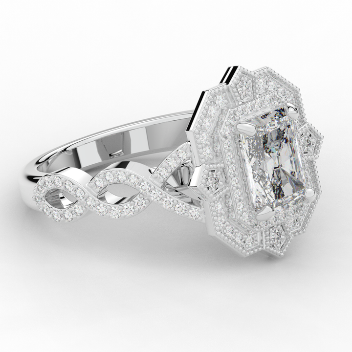 1.90CT.TW RADIANT LAB DIAMOND HALO ENGAGEMENT RING - Nazarelle