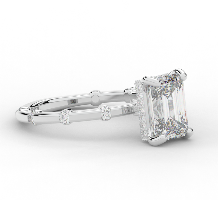 2.60CT.TW RADIANT LAB DIAMOND UNDERHALO SOLITAIRE ENGAGEMENT RING - Nazarelle