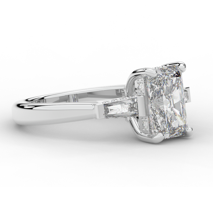 3.45CT.TW RADIANT LAB DIAMOND 3 STONE ENGAGEMENT RING - Nazarelle