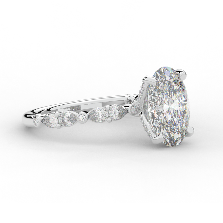 3.60CT.TW OVAL LAB DIAMOND SOLITAIRE ENGAGEMENT RING - Nazarelle