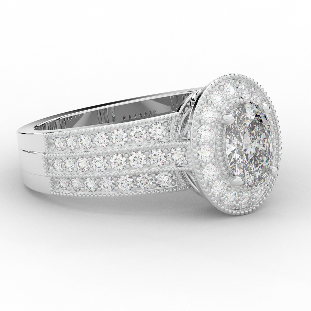 1.80CT.TW OVAL LAB DIAMOND HALO ENGAGEMENT RING - Nazarelle