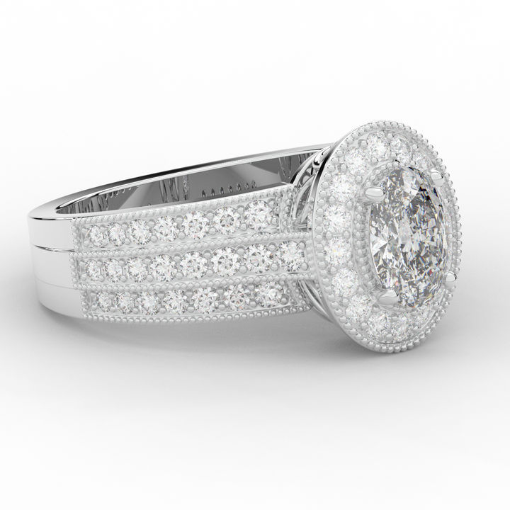 1.80CT.TW OVAL LAB DIAMOND HALO ENGAGEMENT RING - Nazarelle