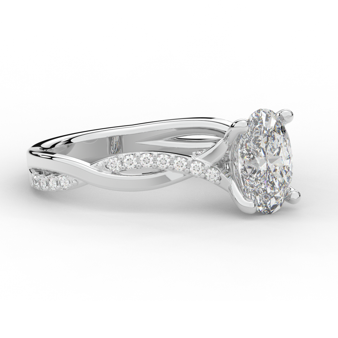 1.70CT.TW OVAL LAB DIAMOND TWIST BAND ENGAGEMENT RING - Nazarelle