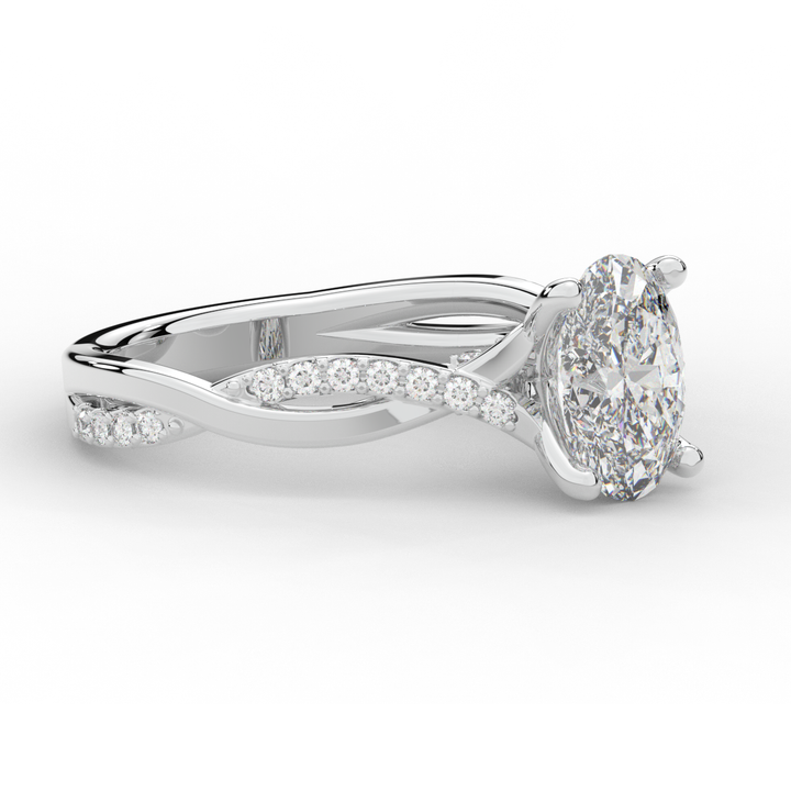1.70CT.TW OVAL LAB DIAMOND TWIST BAND ENGAGEMENT RING - Nazarelle