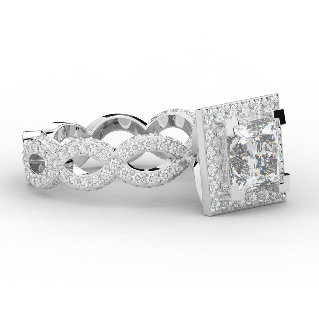 2.40CT.TW PRINCESS LAB DIAMOND HALO ENGAGEMENT RING - Nazarelle