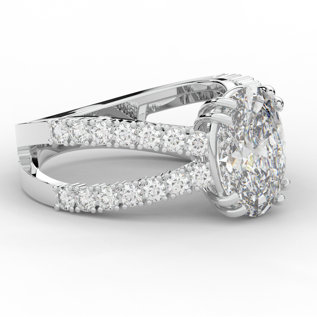 3.75CT.TW OVAL LAB DIAMOND SPLIT BAND ENGAGEMENT RING