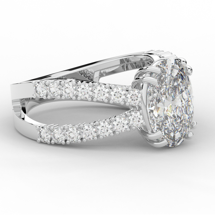 3.75CT.TW OVAL LAB DIAMOND SPLIT BAND ENGAGEMENT RING