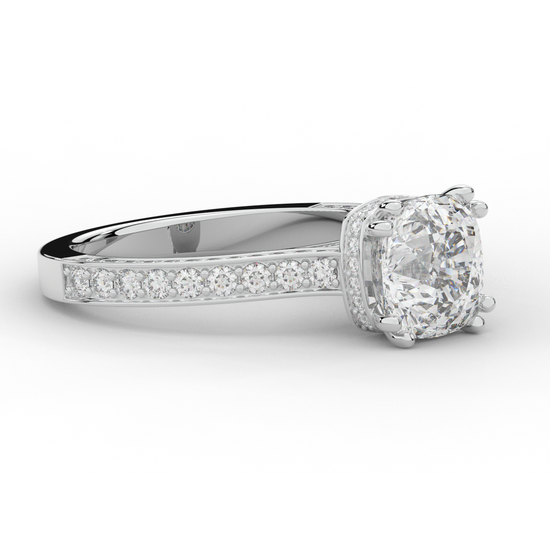 2.60CT.TW CUSHION LAB DIAMOND SOLITAIRE ENGAGEMENT RING - Nazarelle