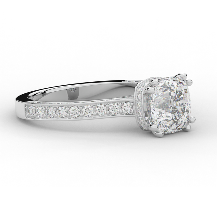 2.60CT.TW CUSHION LAB DIAMOND SOLITAIRE ENGAGEMENT RING - Nazarelle