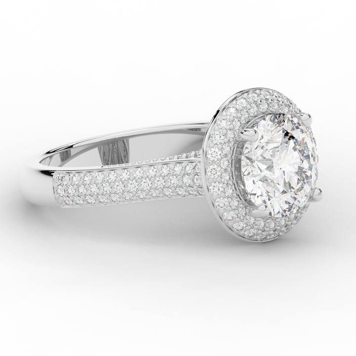 2.45CT.TW ROUND LAB DIAMOND HALO ENGAGEMENT RING - Nazarelle