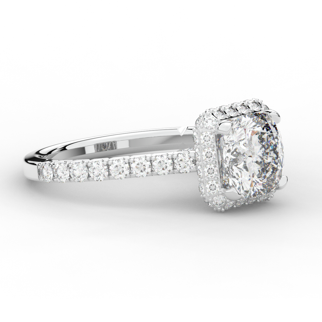 2.75CT.TW CUSHION LAB DIAMOND HALO ENGAGEMENT RING - Nazarelle