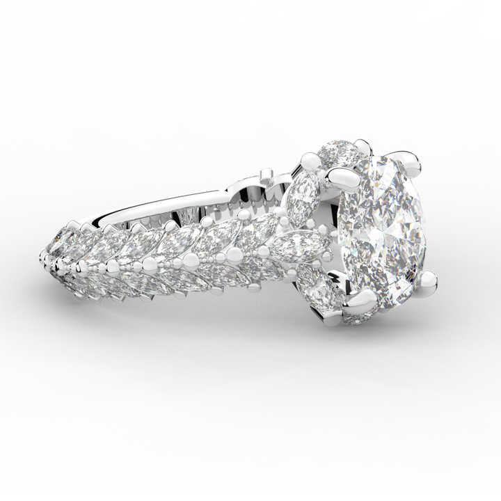 3.10CT.TW OVAL LAB DIAMOND HALO ENGAGEMENT RING - Nazarelle