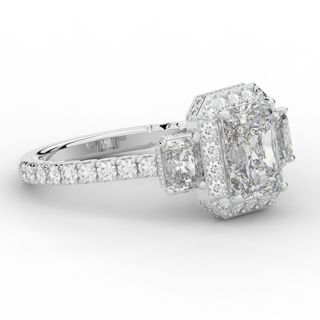 3.20CT.TW RADIANT LAB DIAMOND 3 STONE ENGAGEMENT RING - Nazarelle