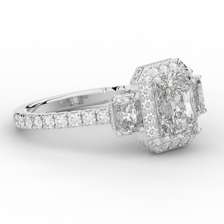 3.20CT.TW RADIANT LAB DIAMOND 3 STONE ENGAGEMENT RING - Nazarelle
