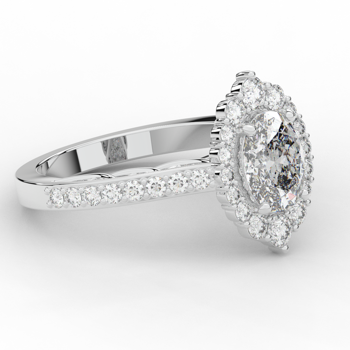 1.75CT.TW OVAL LAB DIAMOND HALO ENGAGEMENT RING - Nazarelle