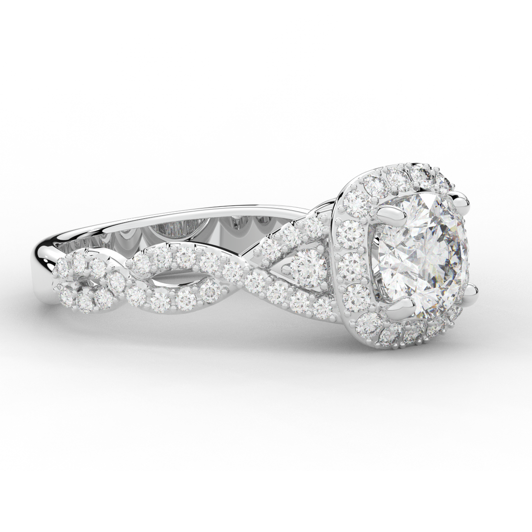 1.30CT.TW ROUND LAB DIAMOND HALO ENGAGEMENT RING - Nazarelle