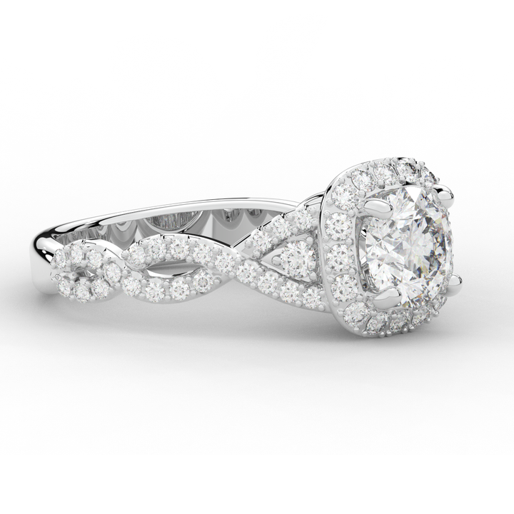 1.30CT.TW ROUND LAB DIAMOND HALO ENGAGEMENT RING - Nazarelle
