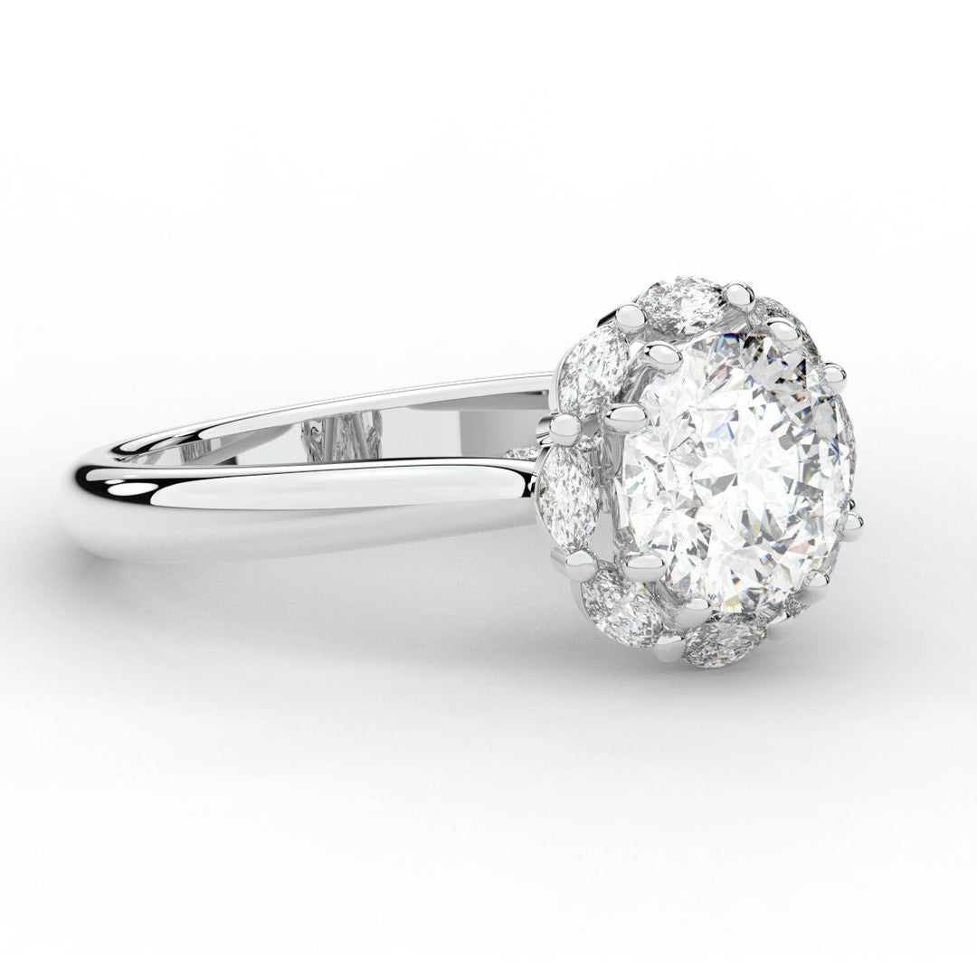 2.40CT.TW ROUND LAB DIAMOND HALO ENGAGEMENT RING - Nazarelle