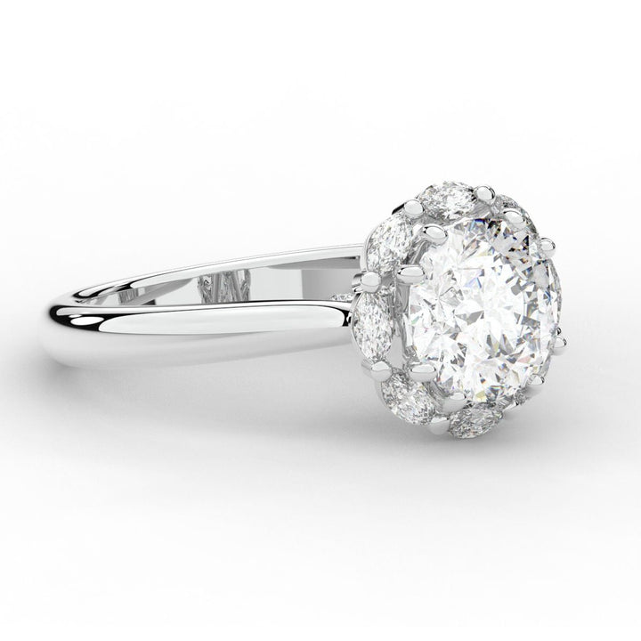 2.40CT.TW ROUND LAB DIAMOND HALO ENGAGEMENT RING - Nazarelle
