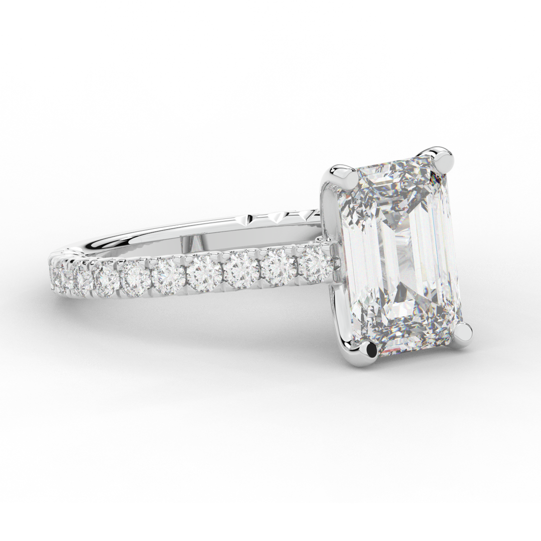 4.25CT.TW EMERALD CUT LAB DIAMOND SOLITAIRE ENGAGEMENT RING - Nazarelle