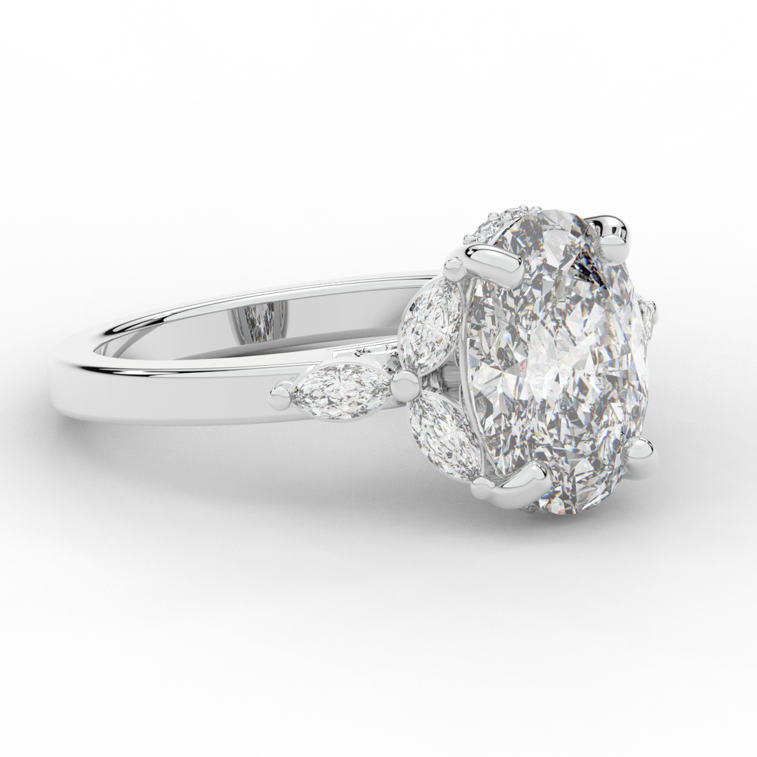 2.85CT.TW OVAL LAB DIAMOND ENGAGEMENT RING - Nazarelle