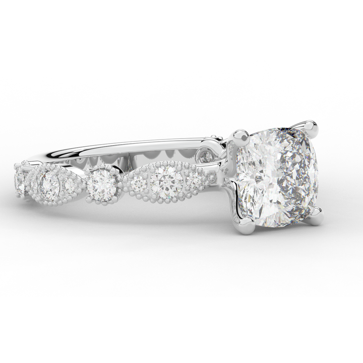 2.50CT.TW CUSHION LAB DIAMOND SOLITAIRE ENGAGEMENT RING - Nazarelle