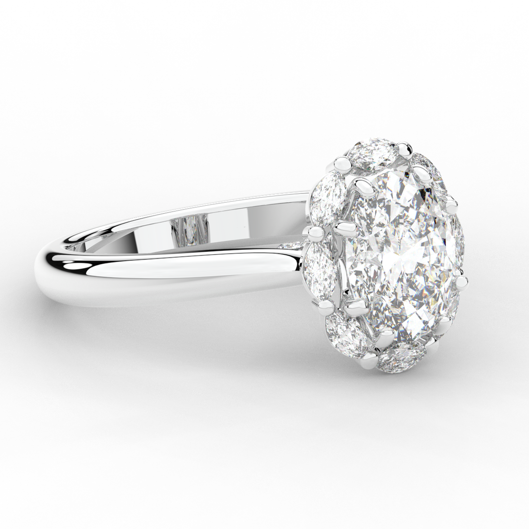 1.90CT.TW OVAL LAB DIAMOND HALO ENGAGEMENT RING - Nazarelle