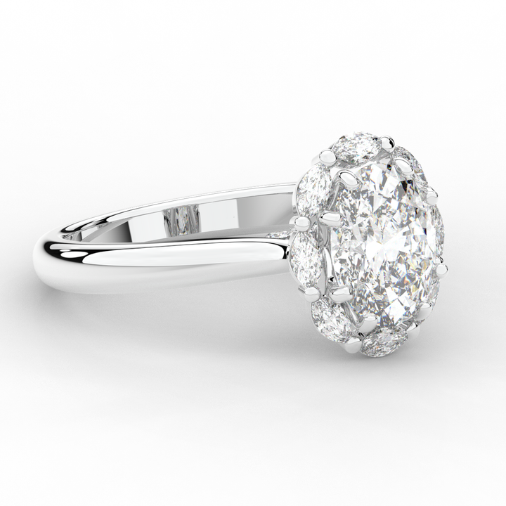 1.90CT.TW OVAL LAB DIAMOND HALO ENGAGEMENT RING - Nazarelle