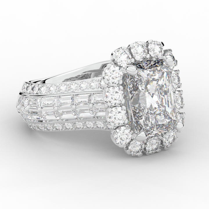 8.00CT.TW RADIANT LAB DIAMOND HALO ENGAGEMENT RING - Nazarelle