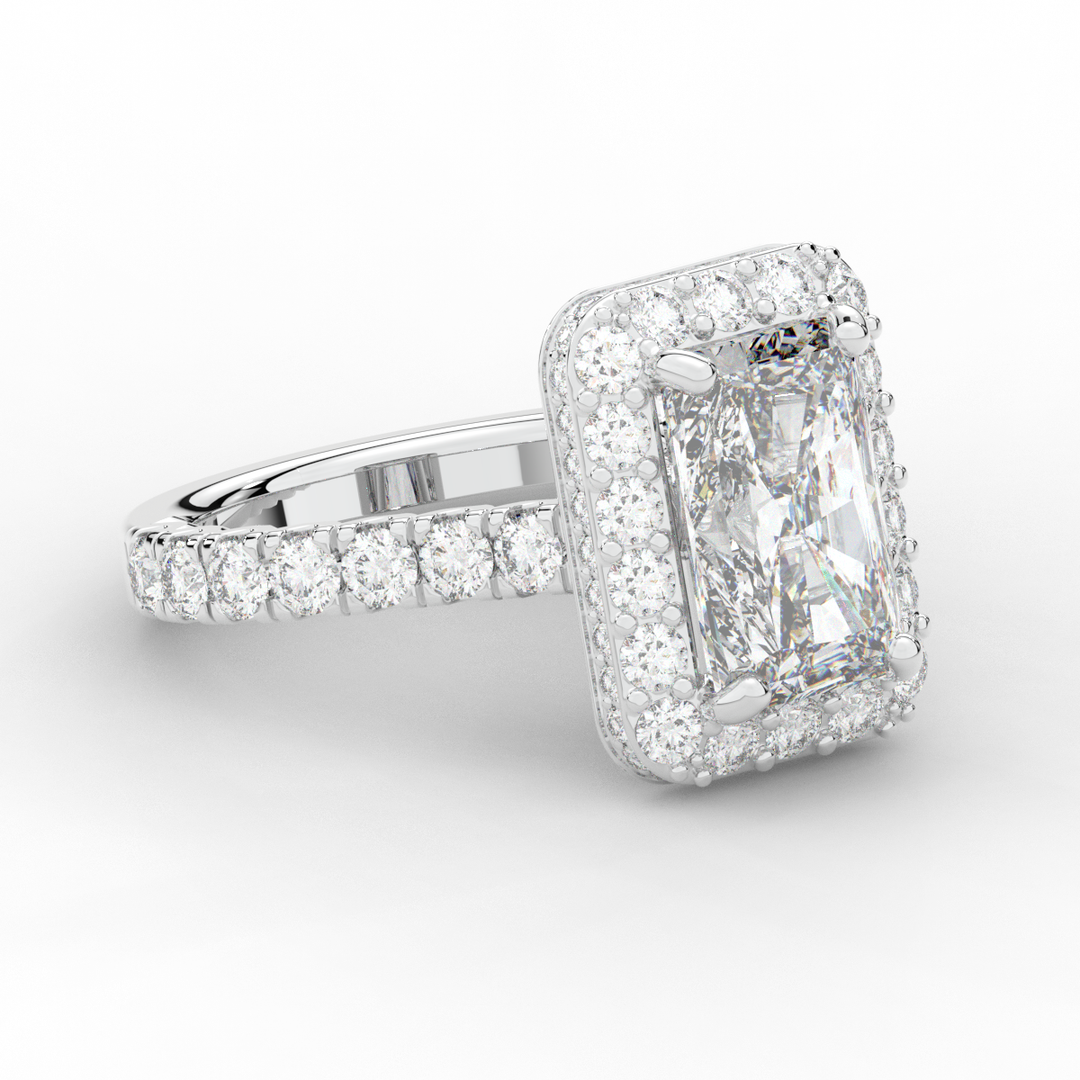 4.50CT.TW RADIANT LAB DIAMOND HALO ENGAGEMENT RING - Nazarelle